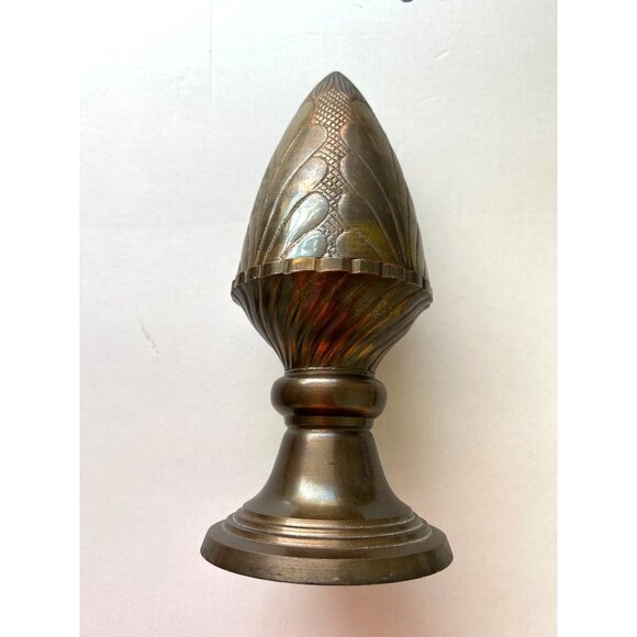 Vintage Brass Finial Decor Piece With Floral Engraved Design - Picture 5 of 5